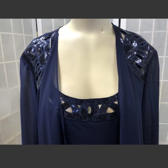 S.L Fashions, Women, cocktail dress, dark blue, size 12, 2 pieces, Elegant!. - Picture 5 of 12